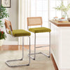 Rosada bar stool, Olive Azal Velvet-Chrome Finish/Bar Height