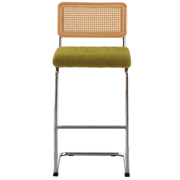Rosada bar stool, Olive Azal Velvet-Chrome Finish/Bar Height