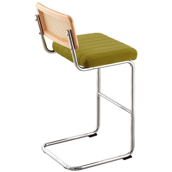 Rosada bar stool, Olive Azal Velvet-Chrome Finish/Bar Height