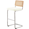 Rosada bar stool, White Azal Velvet-Chrome Finish/Bar Height