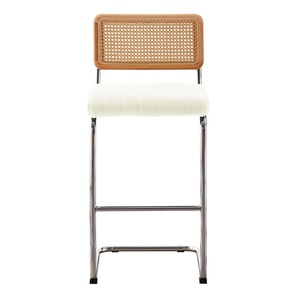 Rosada bar stool, White Azal Velvet-Chrome Finish/Bar Height