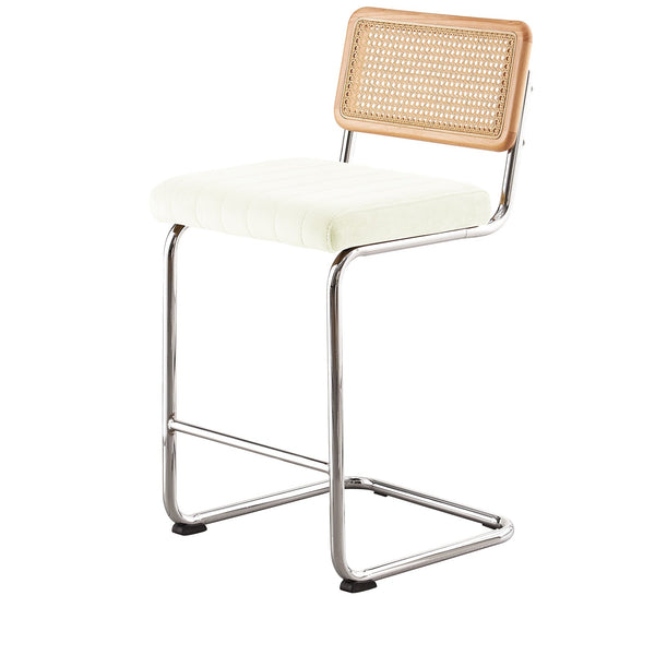 Rosada bar stool, White Azal Velvet-Chrome Finish/Counter Height