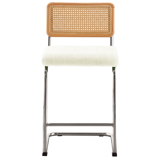 Rosada bar stool, White Azal Velvet-Chrome Finish/Counter Height