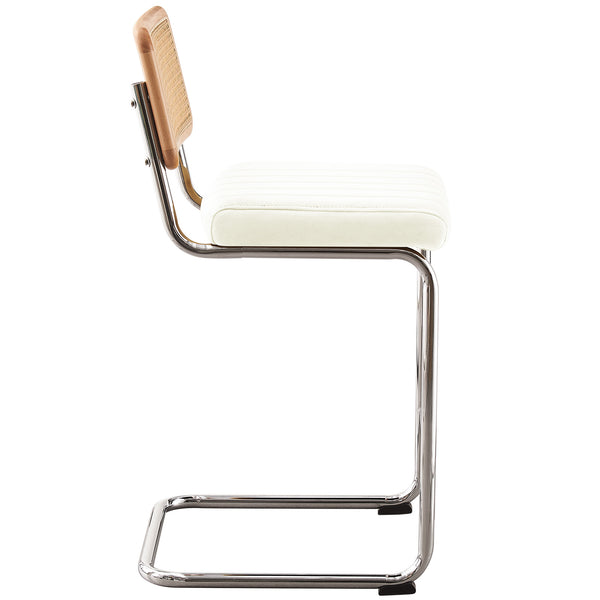 Rosada bar stool, White Azal Velvet-Chrome Finish/Counter Height