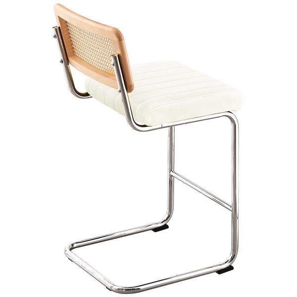 Rosada bar stool, White Azal Velvet-Chrome Finish/Counter Height