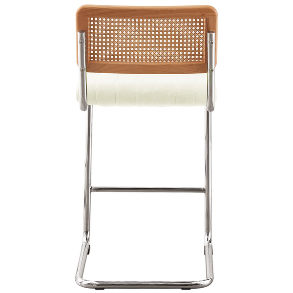 Rosada bar stool, White Azal Velvet-Chrome Finish/Counter Height