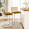 Rosada bar stool, Yellow Azal Velvet-Chrome Finish/Bar Height