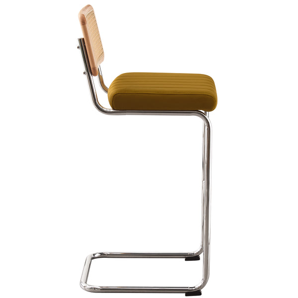 Rosada bar stool, Yellow Azal Velvet-Chrome Finish/Bar Height