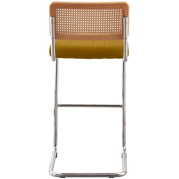 Rosada bar stool, Yellow Azal Velvet-Chrome Finish/Bar Height