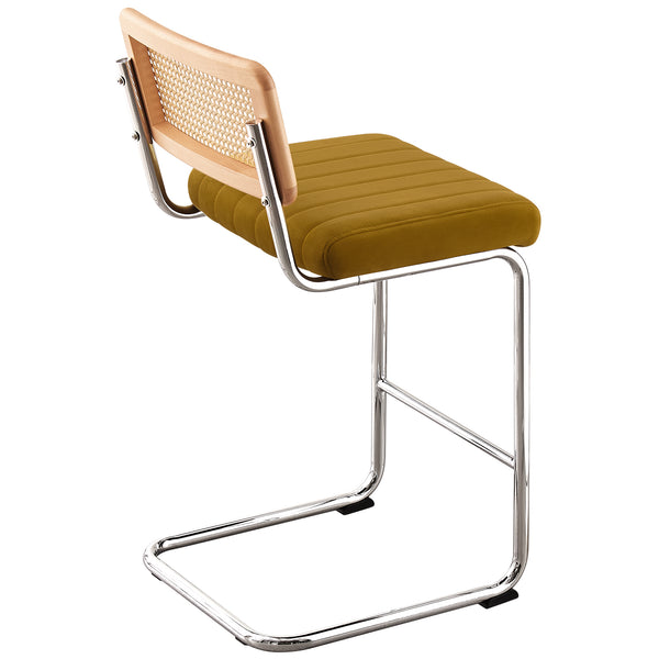 Rosada bar stool, Yellow Azal Velvet-Chrome Finish/Counter Height