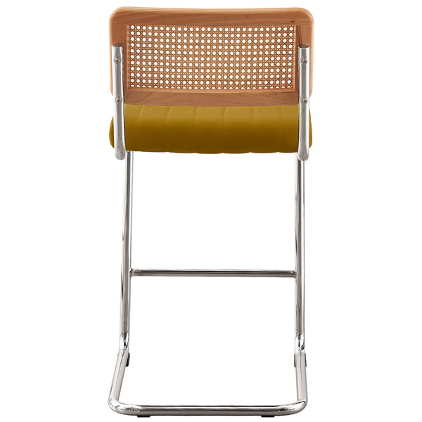 Rosada bar stool, Yellow Azal Velvet-Chrome Finish/Counter Height