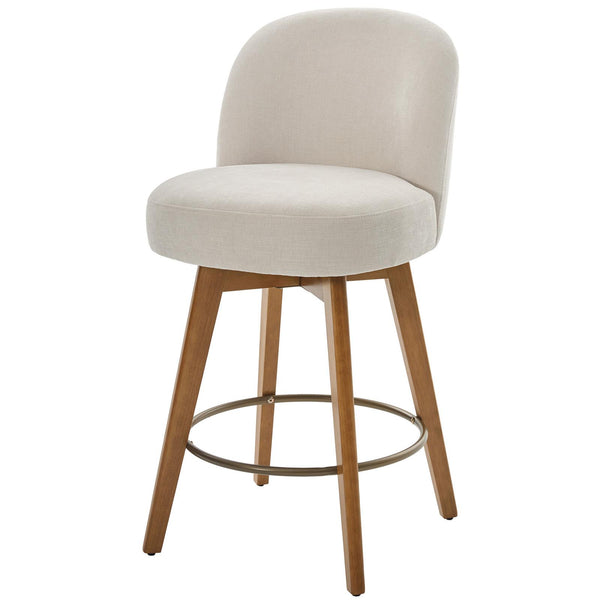 Roussi Swivel Counter Stool in Beige Rosa Fabric