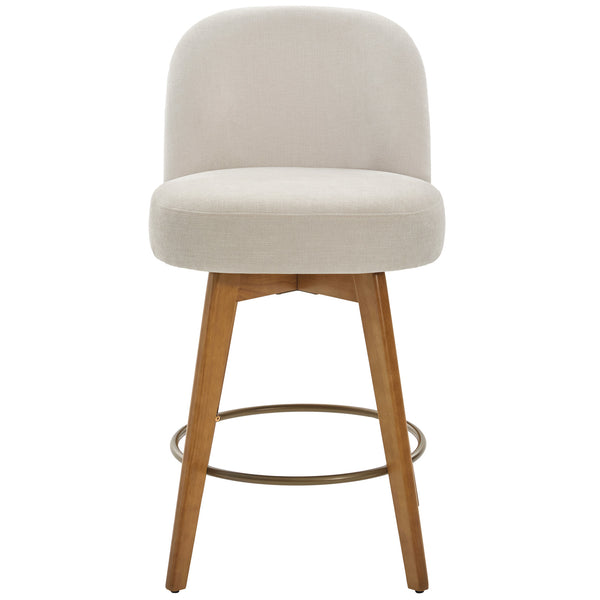 Roussi Swivel Counter Stool in Beige Rosa Fabric