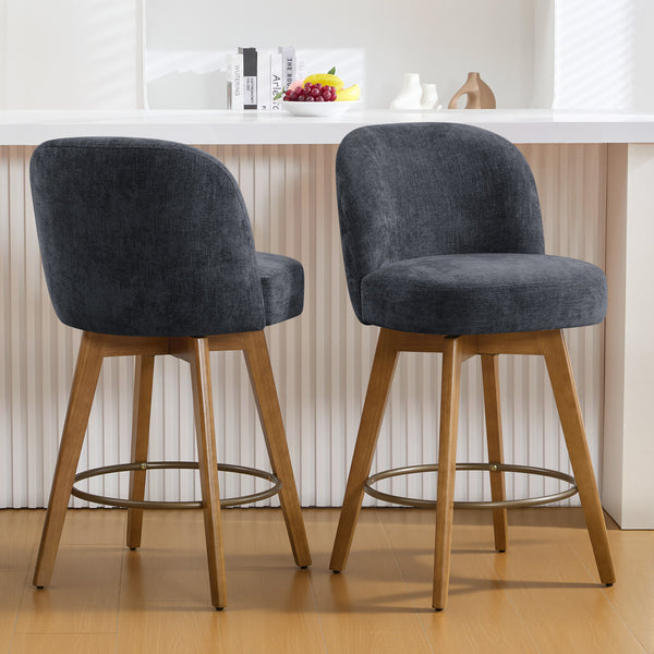 Roussi Swivel Counter Stool in Gray Rosa Fabric
