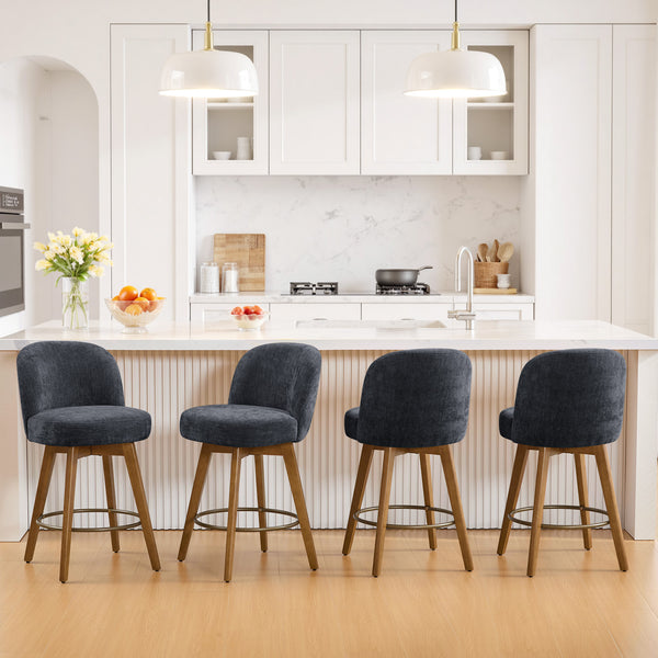 Roussi Swivel Counter Stool in Gray Rosa Fabric