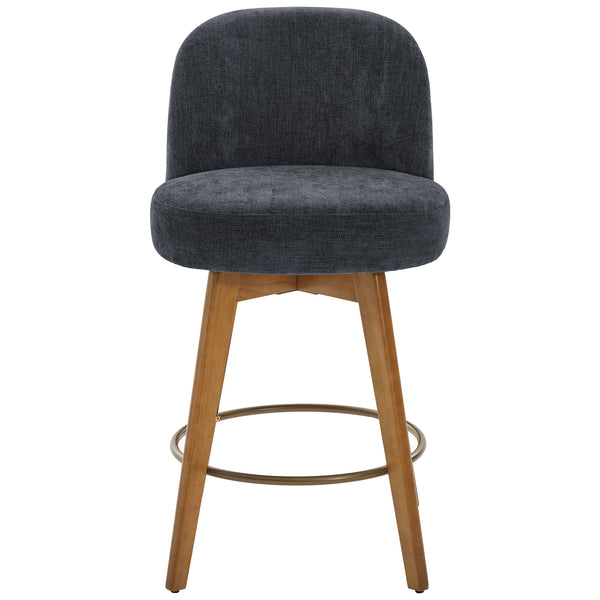 Roussi Swivel Counter Stool in Gray Rosa Fabric
