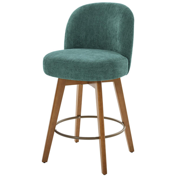 Roussi Swivel Counter Stool in Green Rosa Fabric