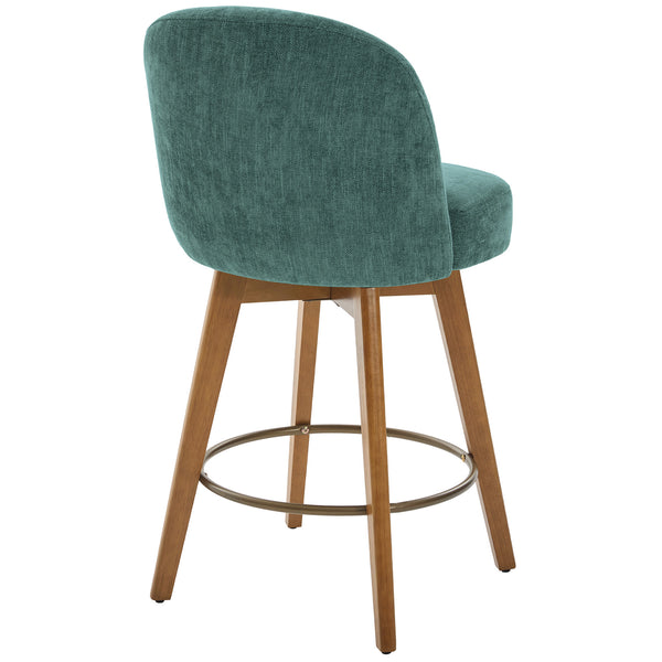 Roussi Swivel Counter Stool in Green Rosa Fabric
