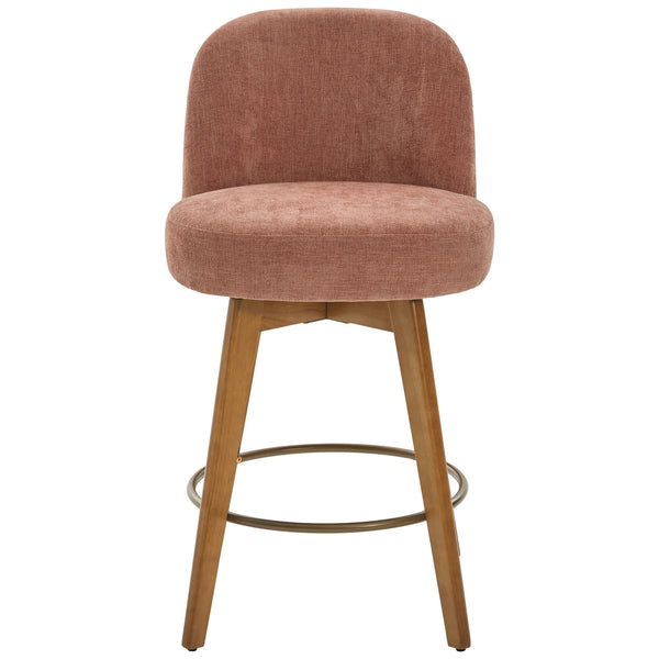 Roussi Swivel Counter Stool in Red Rosa Fabric