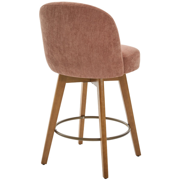 Roussi Swivel Counter Stool in Red Rosa Fabric