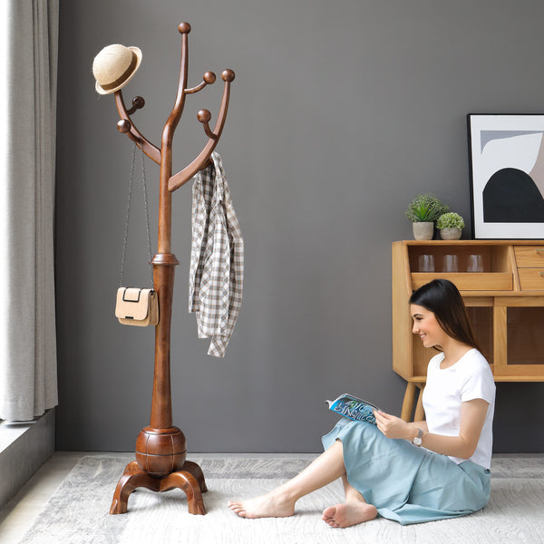 Skyang Coat Rack in Brown Rubberwood