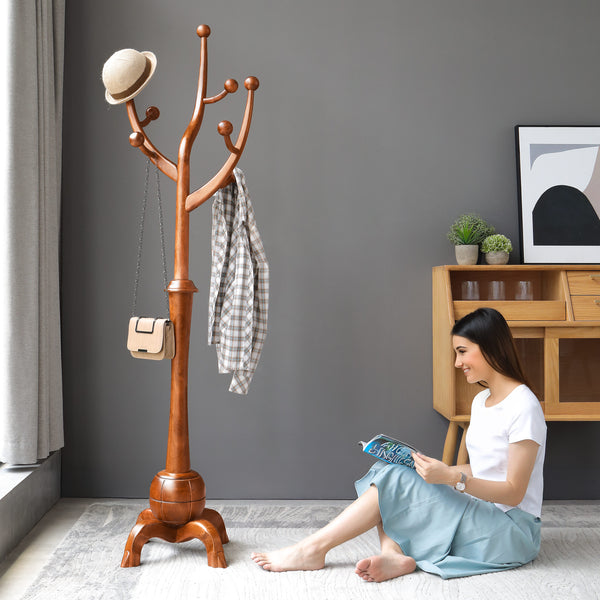 Skyang Coat Rack in Cognac Rubberwood