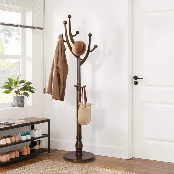 Skyang II Coat Rack in Brown Rubberwood