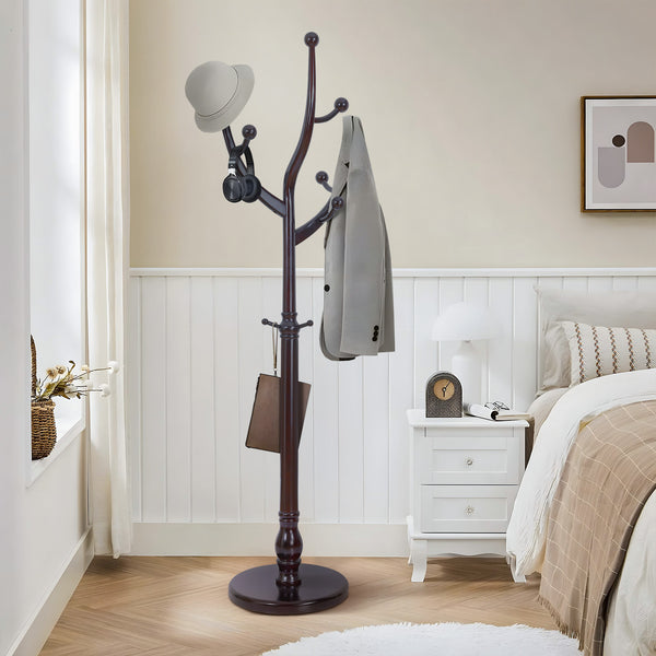 Skyang II Coat Rack in Umber Rubberwood