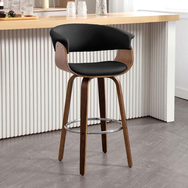 Syrah Bar Stool in Black Hron Leather, Bar Height