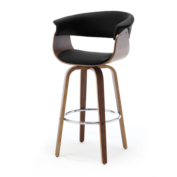 Syrah Bar Stool in Black Hron Leather, Bar Height