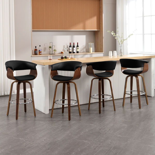 Syrah Bar Stool in Black Hron Leather, Bar Height