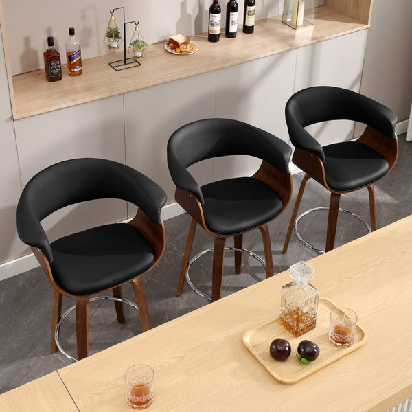 Syrah Bar Stool in Black Hron Leather, Bar Height