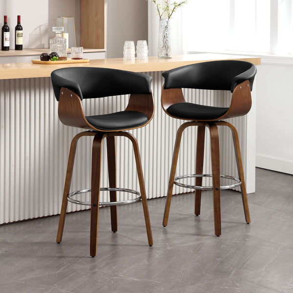 Syrah Bar Stool in Black Hron Leather, Bar Height