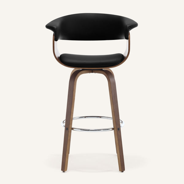 Syrah Bar Stool in Black Hron Leather, Bar Height
