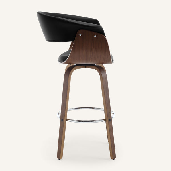 Syrah Bar Stool in Black Hron Leather, Bar Height