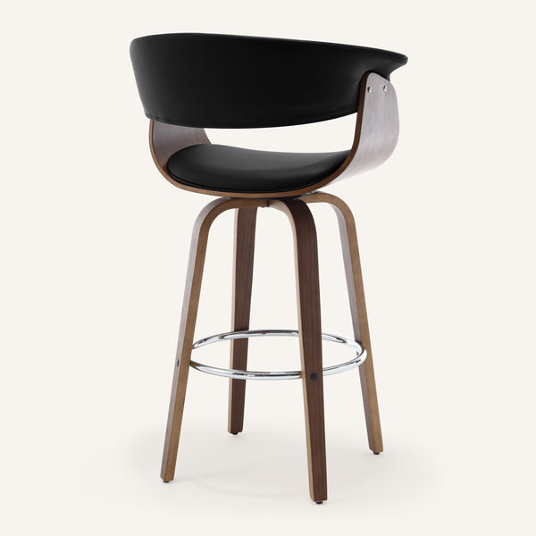 Syrah Bar Stool in Black Hron Leather, Bar Height