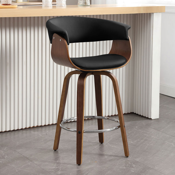 Syrah Bar Stool in Black Hron Leather, Counter Height
