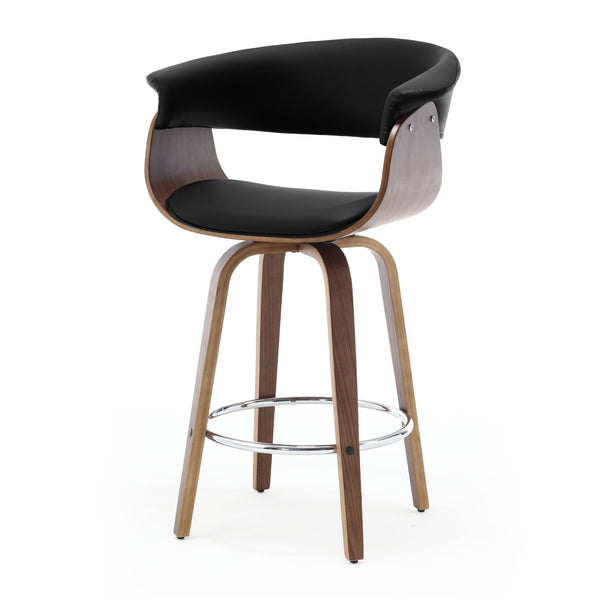 Syrah Bar Stool in Black Hron Leather, Counter Height