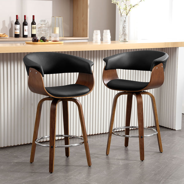 Syrah Bar Stool in Black Hron Leather, Counter Height
