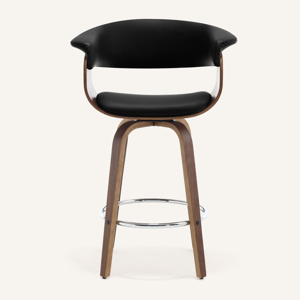 Syrah Bar Stool in Black Hron Leather, Counter Height