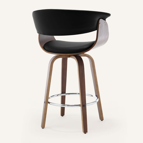 Syrah Bar Stool in Black Hron Leather, Counter Height