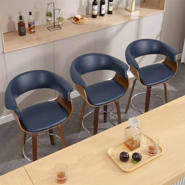 Syrah Bar Stool in Blue Rebo Leather, Bar Height