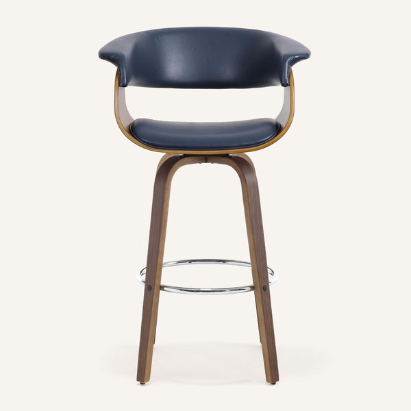 Syrah Bar Stool in Blue Rebo Leather, Bar Height
