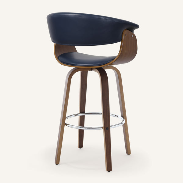 Syrah Bar Stool in Blue Rebo Leather, Bar Height
