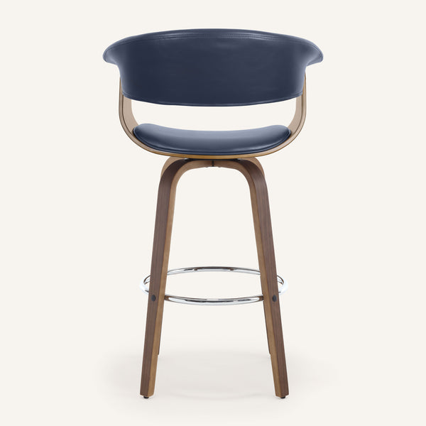 Syrah Bar Stool in Blue Rebo Leather, Bar Height