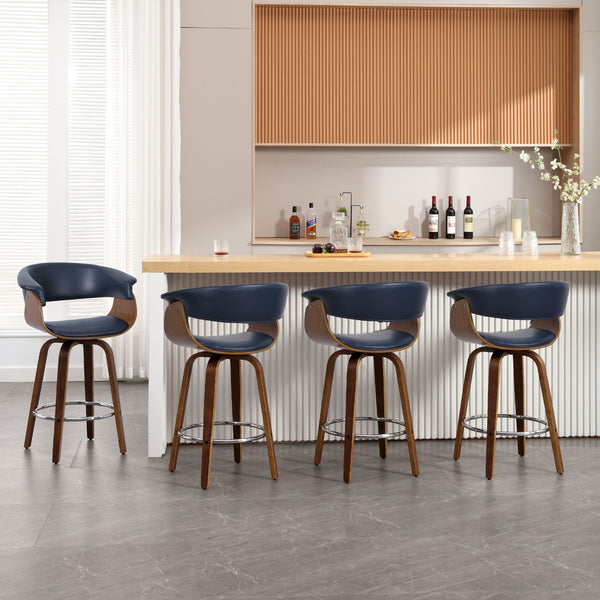 Syrah Bar Stool in Blue Rebo Leather, Counter Height