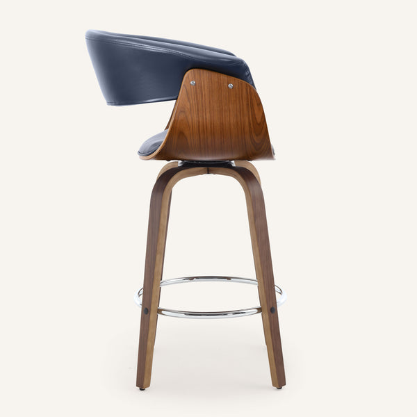 Syrah Bar Stool in Blue Rebo Leather, Counter Height