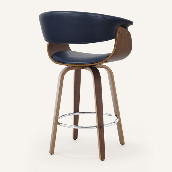 Syrah Bar Stool in Blue Rebo Leather, Counter Height