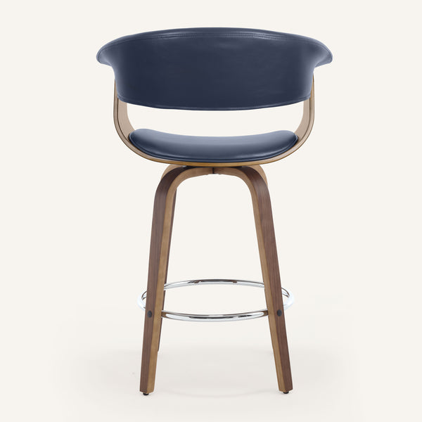 Syrah Bar Stool in Blue Rebo Leather, Counter Height