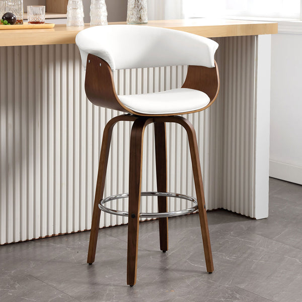 Syrah Bar Stool in Cream Hron Leather, Bar Height